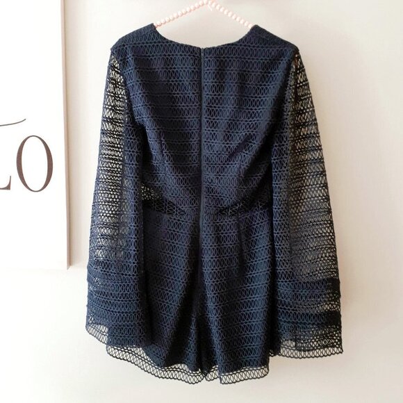 NWT Keepsake the Label navy blue lace-like long sleeve romper, M - Picture 9 of 10